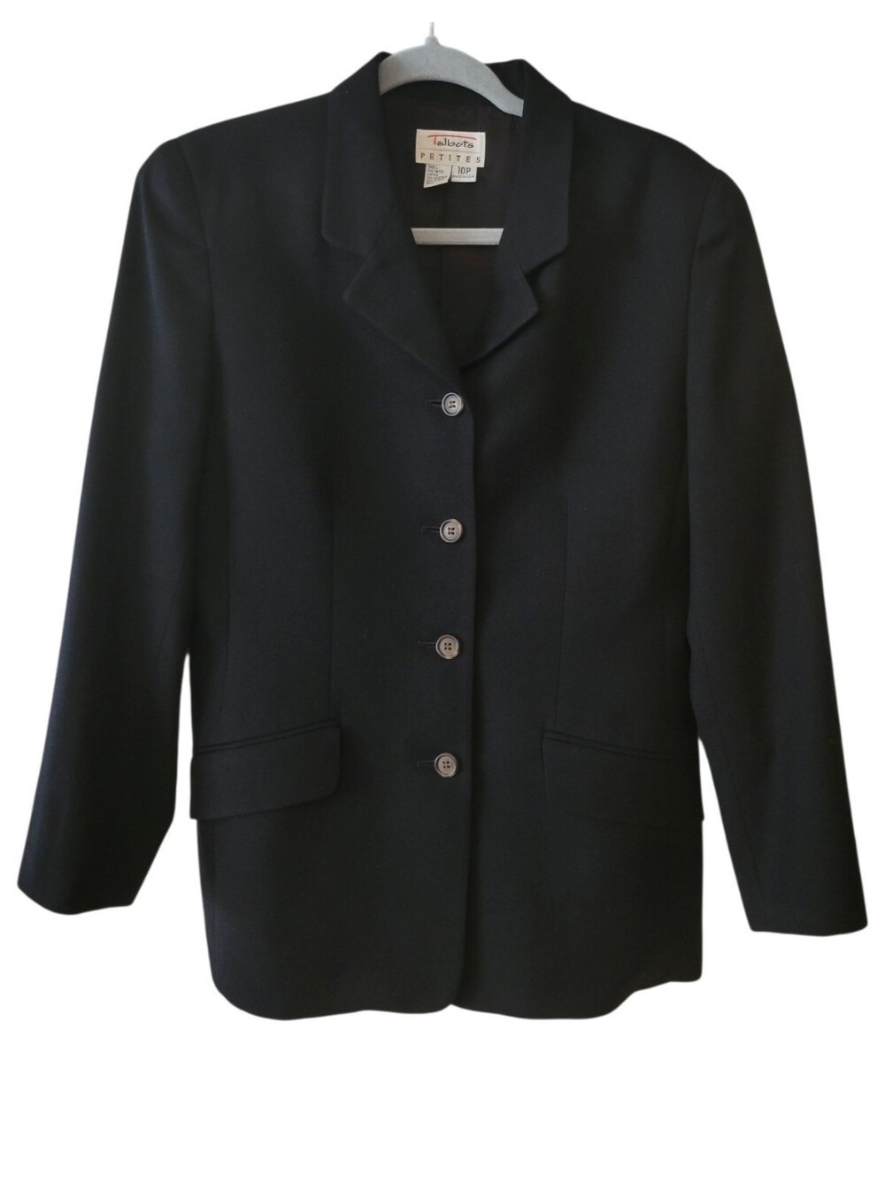 Talbots Black Wool Classic Blazer Jacket Size 10 Petite